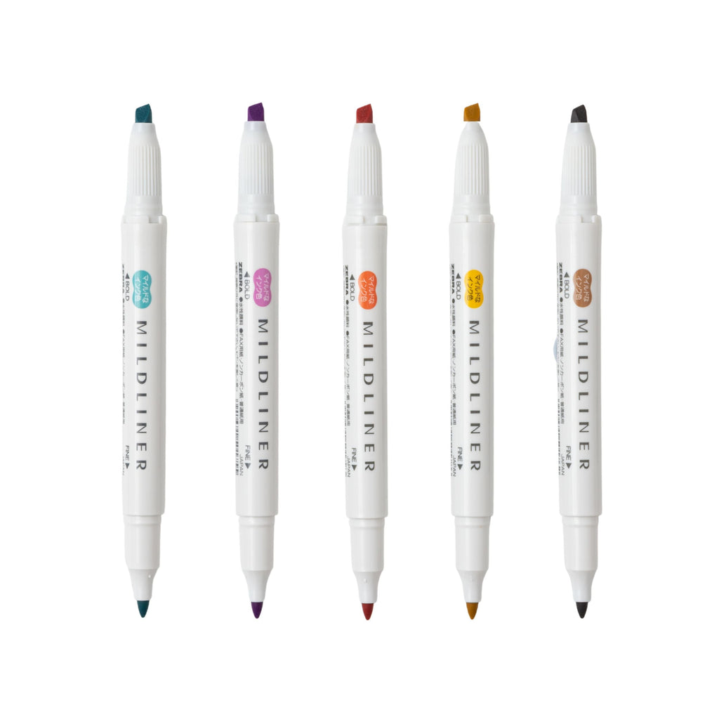 Zebra Mildliner - Warm - 5 x Double Sided Highlighter Set
