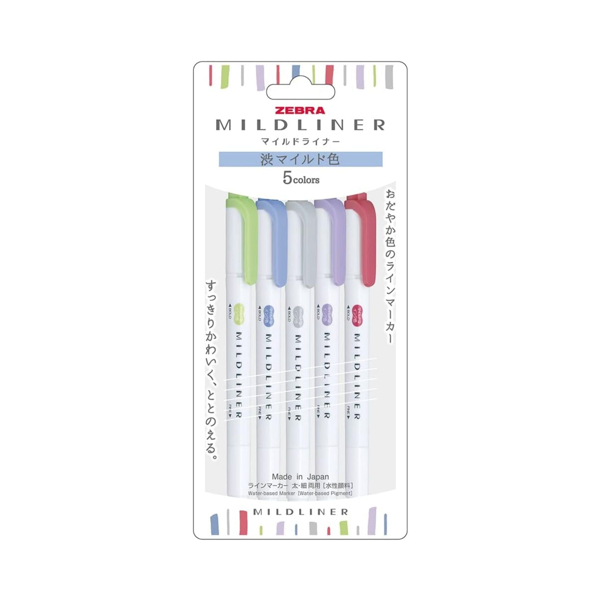 Zebra Mildliner - Cool & Refined - 5 x Double Sided Highlighter Set