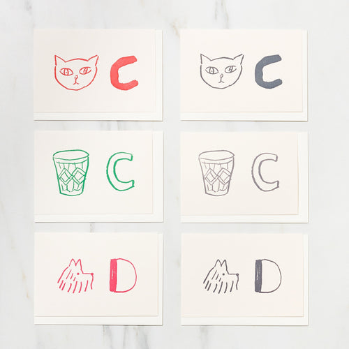 Alphabet Motif Izumi Shiokawa Card / Letterpress Letters