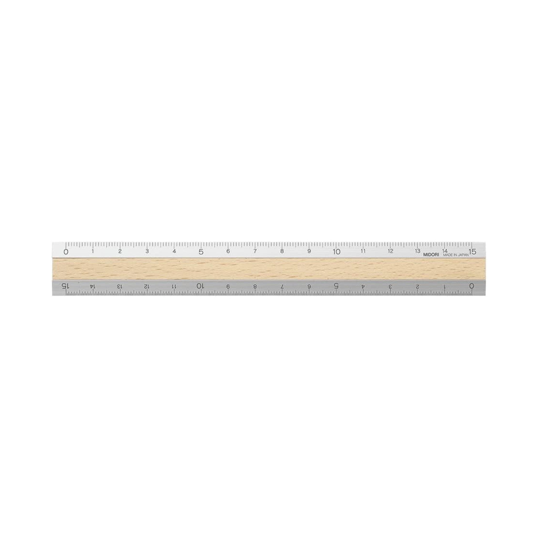 Aluminum & Wood Rulers 15cm / MIDORI