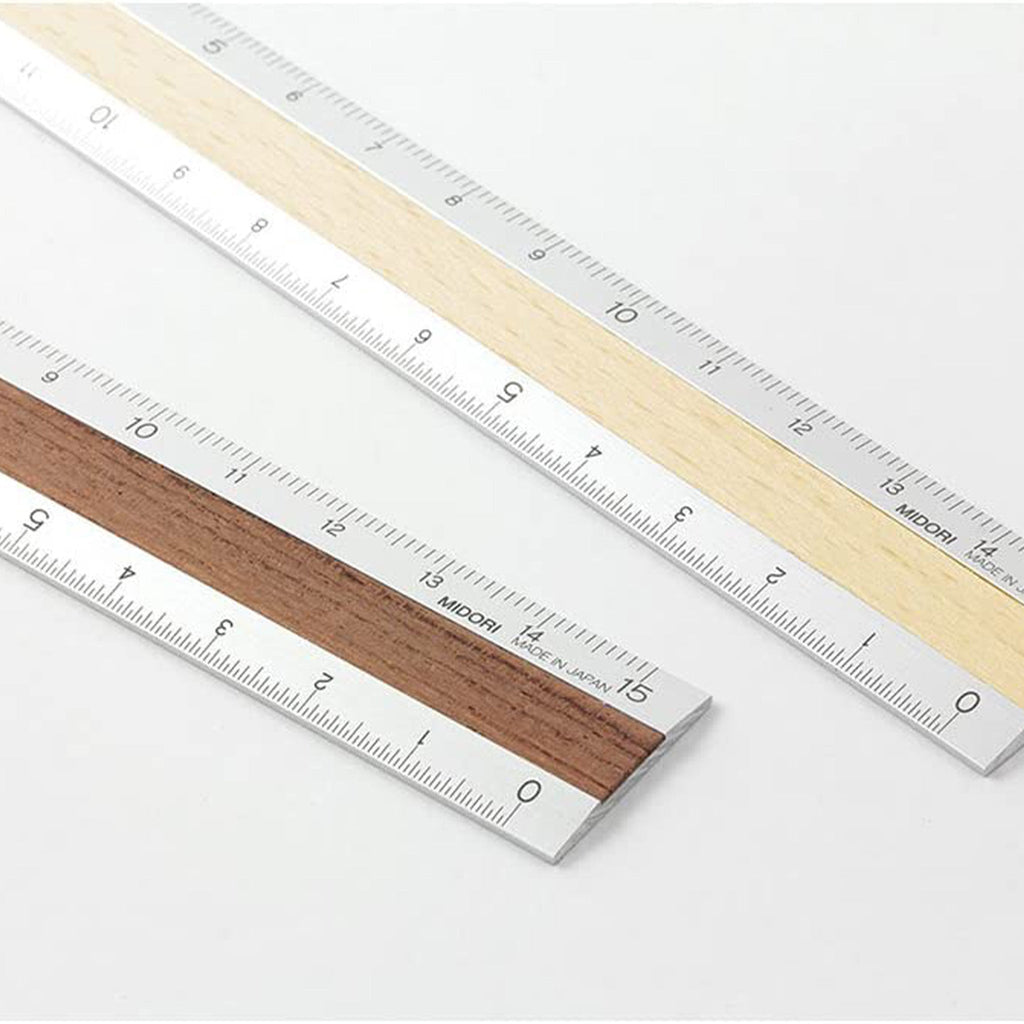 Aluminum & Wood Rulers 15cm / MIDORI