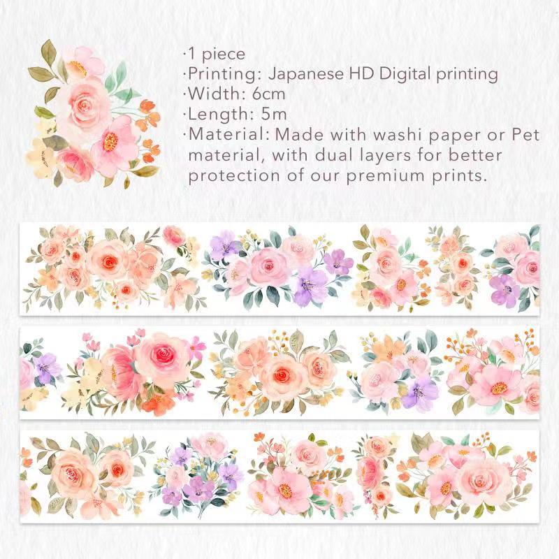 Flower Corridor Wide Washi / PET Tape