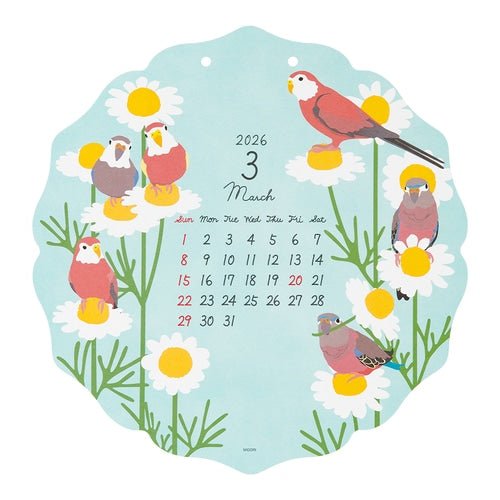 Birds and Seasonal Plants Die-Cut Wall Calendar 2026 / MIDORI