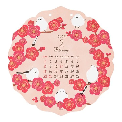 Birds and Seasonal Plants Die-Cut Wall Calendar 2026 / MIDORI