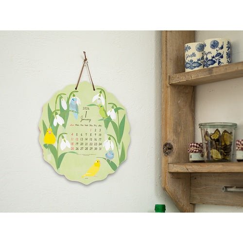 Birds and Seasonal Plants Die-Cut Wall Calendar 2026 / MIDORI