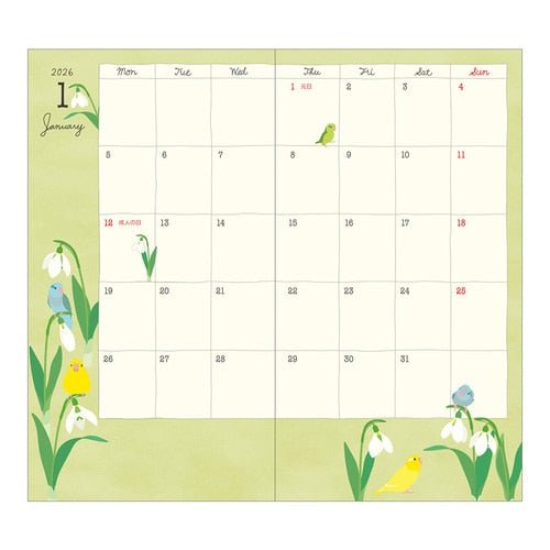 Birds and Seasonal Plants Pocket Diary 2026 / MIDORI