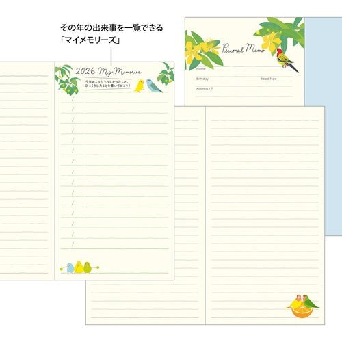 Birds and Seasonal Plants Pocket Diary 2026 / MIDORI