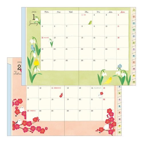 Birds and Seasonal Plants Pocket Diary 2026 / MIDORI
