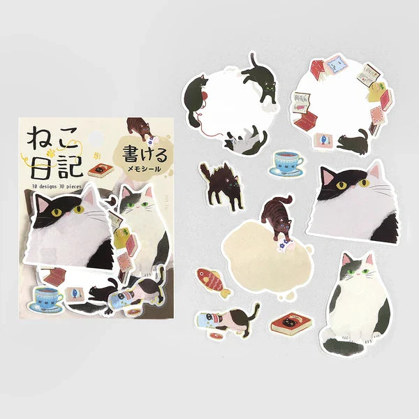 Foil Stamping "Cat Diary" Memo Flake Stickers / BGM