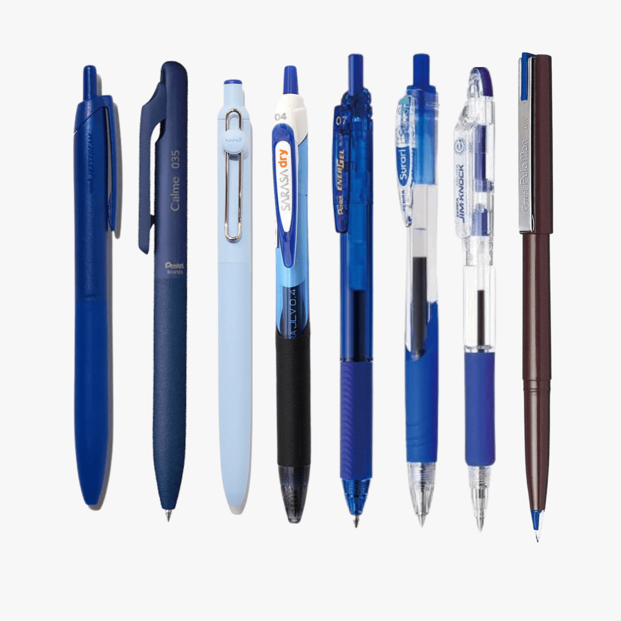 Blue Ink Pen Sampler Pack of 8