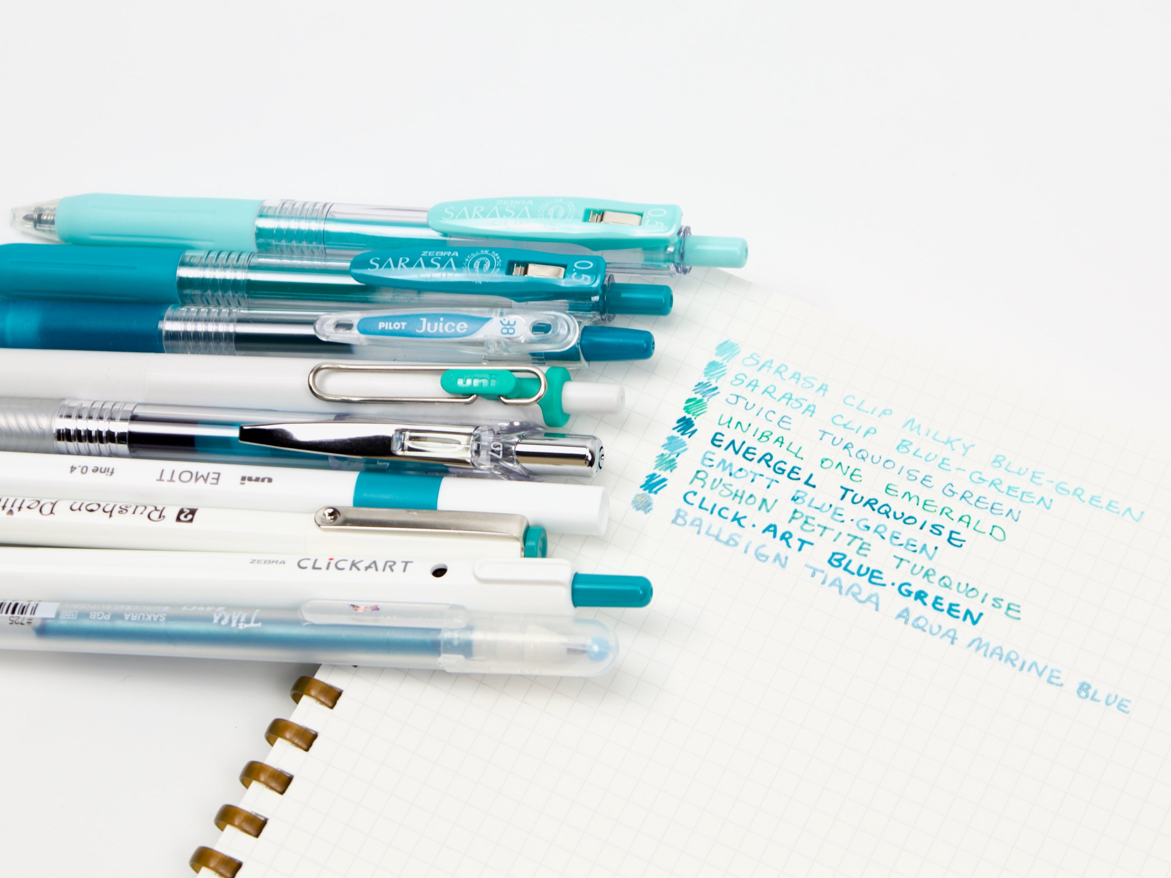 Blue Green - Turquoise Pen Sampler Set
