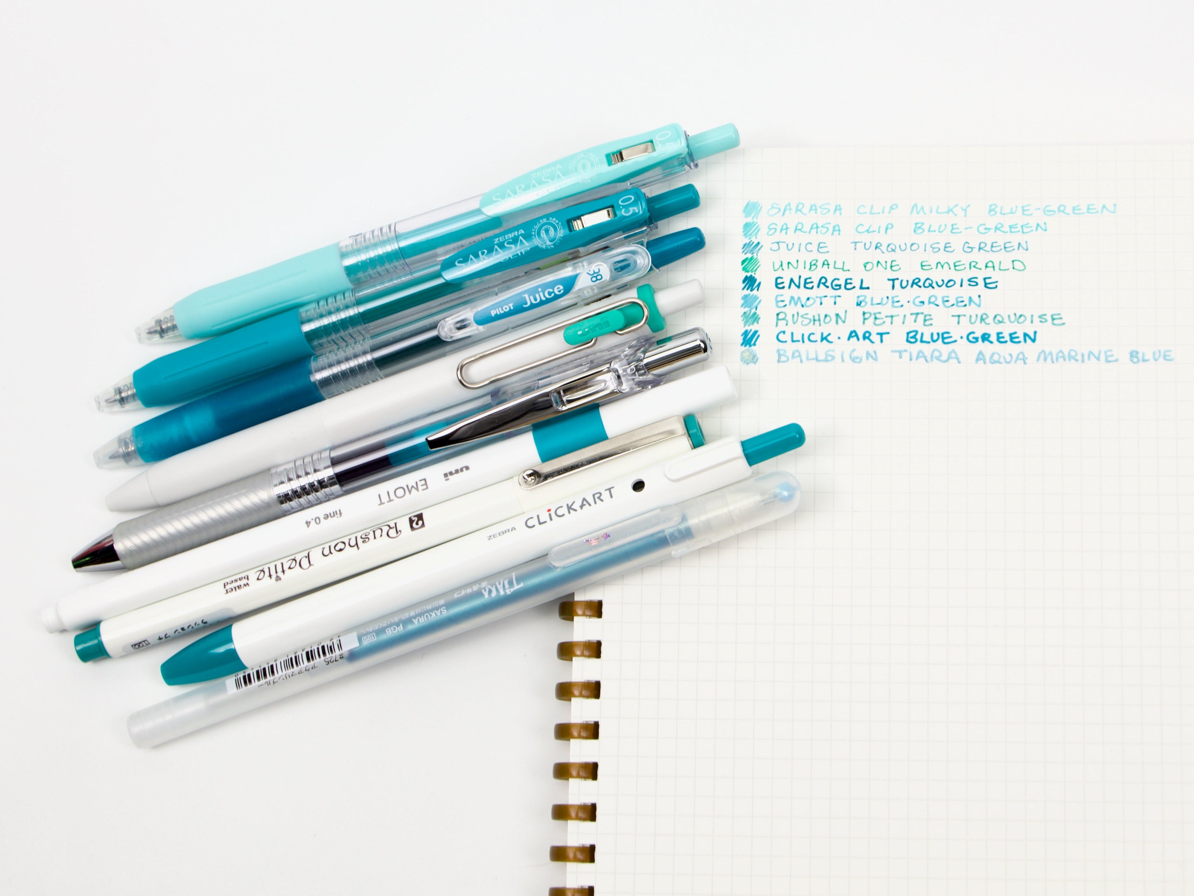 Blue Green - Turquoise Pen Sampler Set