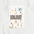 "Bonjour" Yo Hosoyamada Risograph Card / Letterpress Letters