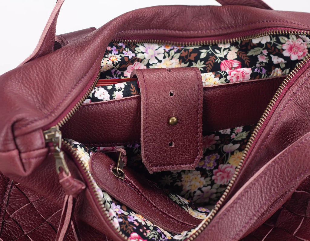milloo Minos Handwoven Backpack Burgundy Warehouse Deal