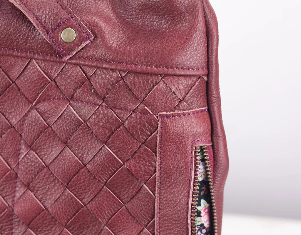 milloo Minos Handwoven Backpack Burgundy Warehouse Deal