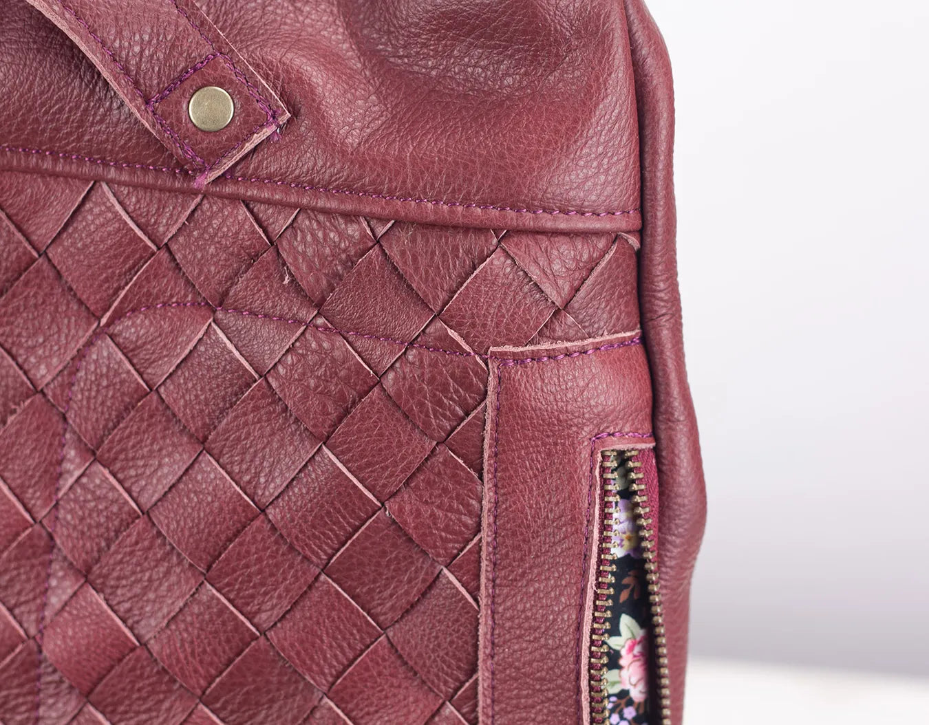 milloo Minos Handwoven Backpack Burgundy Warehouse Deal