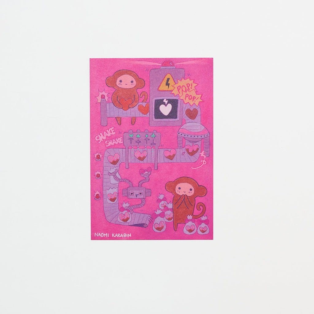 "Chocolate Factory of My Heart" Washi Postcard by Naomi Karabin / Bungu