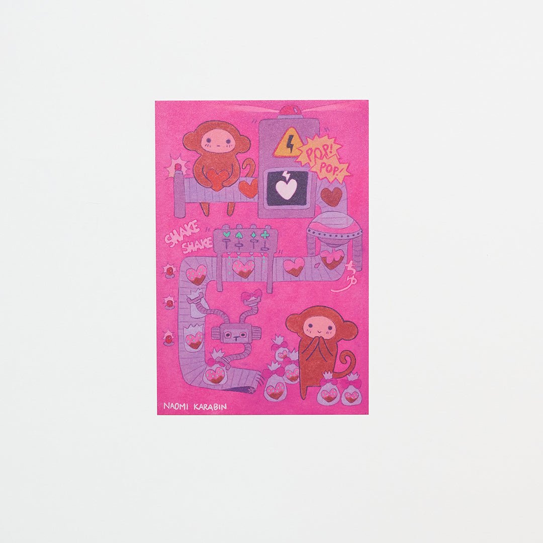 "Chocolate Factory of My Heart" Washi Postcard by Naomi Karabin / Bungu