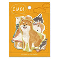 MIND WAVE Ciao sticker sheet with a painted shiba inu portrait