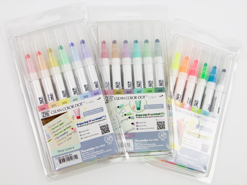 Kuretake Clean Color Dot Single 6 Color Set
