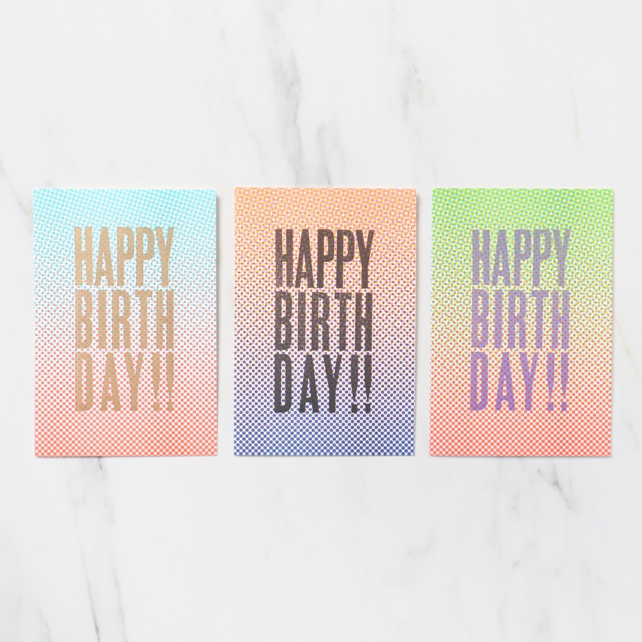 DOT 2 Greeting Cards HAPPY BIRTHDAY / Letterpress Letters
