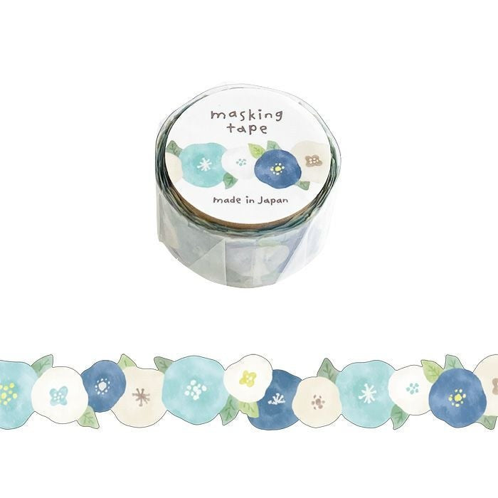 MIND WAVE borderless die-cut masking tape roll in the blue flower design
