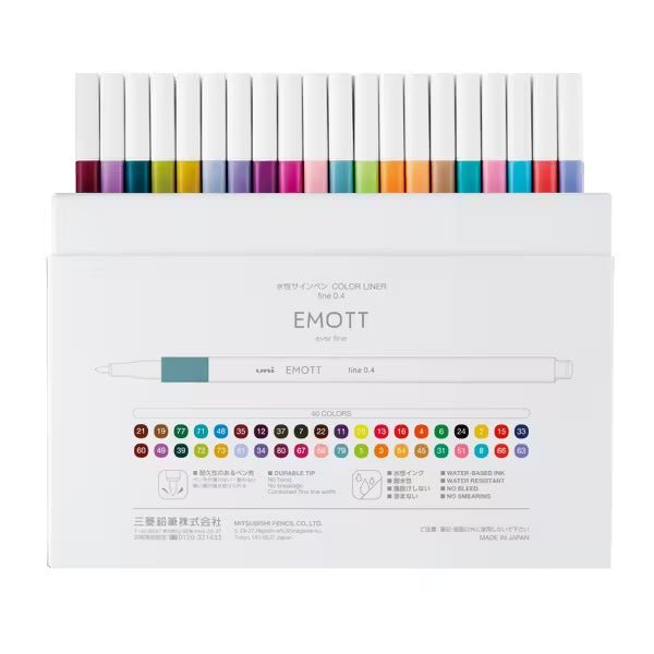 EMOTT Water Based Felt-Tip Pen 40 Color Set / uni Mitsubishi Pencil