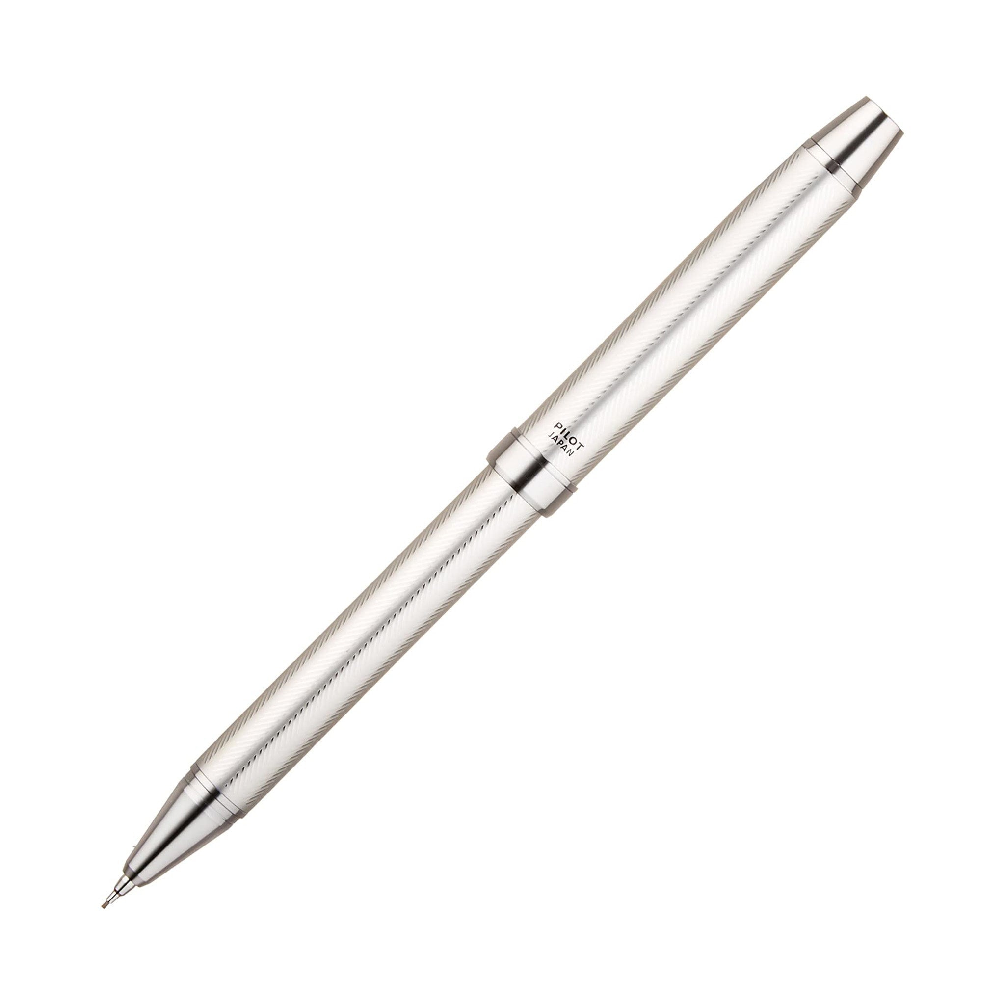 EVOLT 2+1 Multi-Function Pen Herringbone Ballpoint Pen Silver Body / Pilot