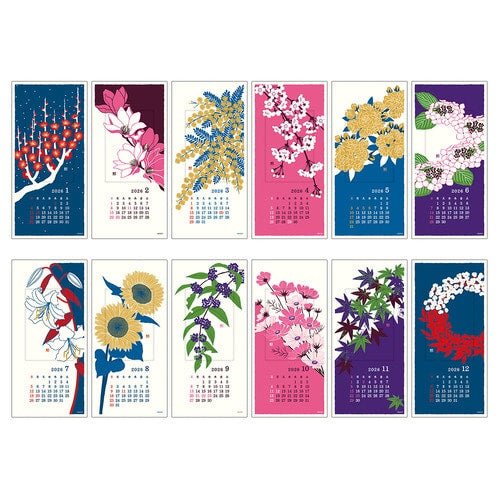 Floral Echizen Washi Paper Calendar 2026 / MIDORI