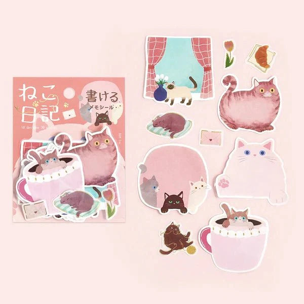 Foil Stamping "Cat Diary" Memo Flake Stickers / BGM
