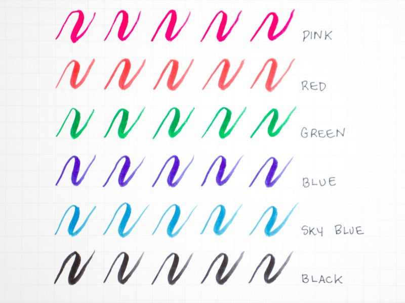 Pentel Fude Touch Sign Pen 6 Color Set