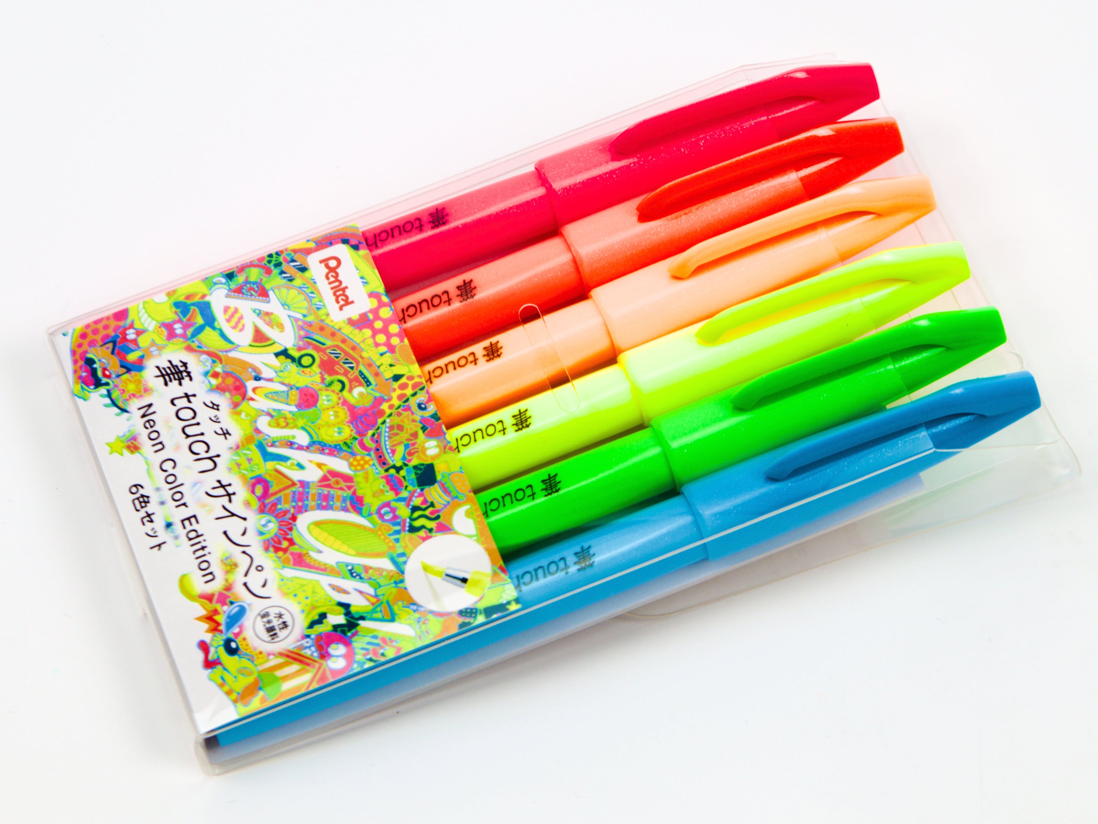 Pentel Fude Touch Sign Pen 6 Color Set