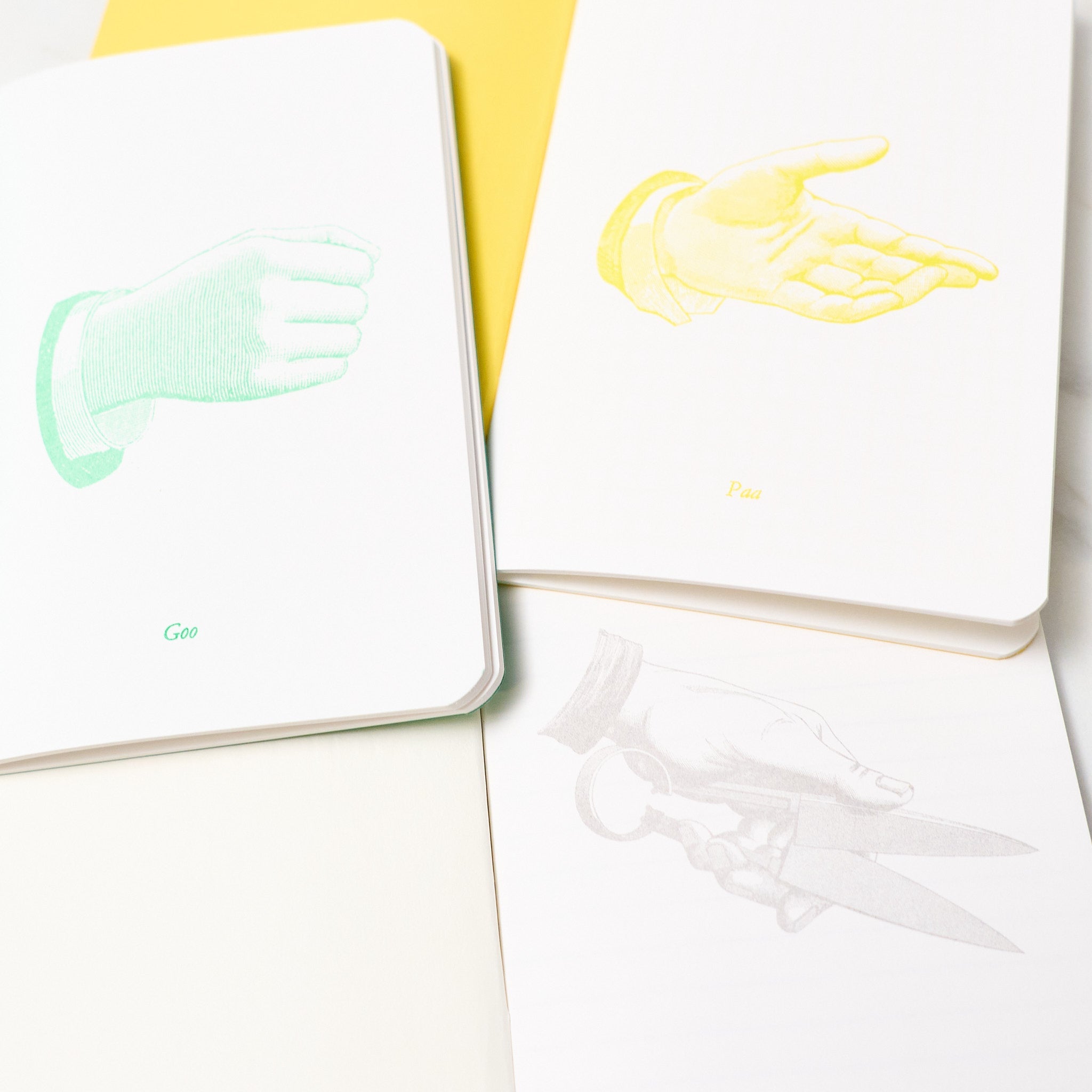 Goo Choki Paa 3 Notebook Set - Analogical / Letterpress Letters