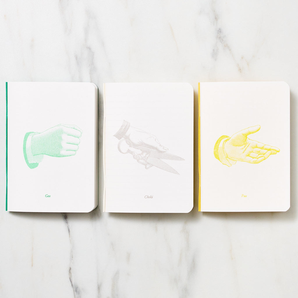 Goo Choki Paa 3 Notebook Set - Analogical / Letterpress Letters