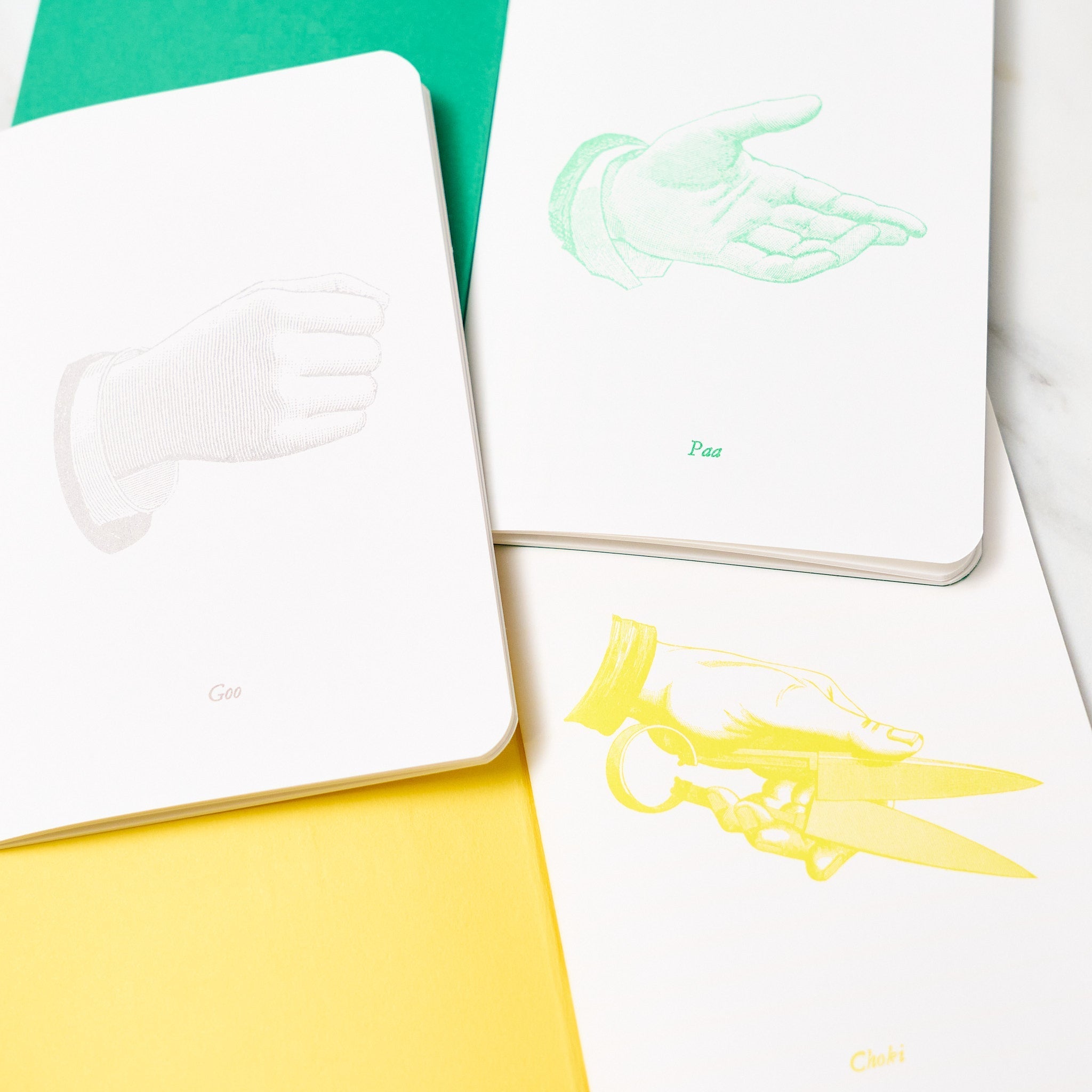 Goo Choki Paa 3 Notebook Set - Complementary / Letterpress Letters