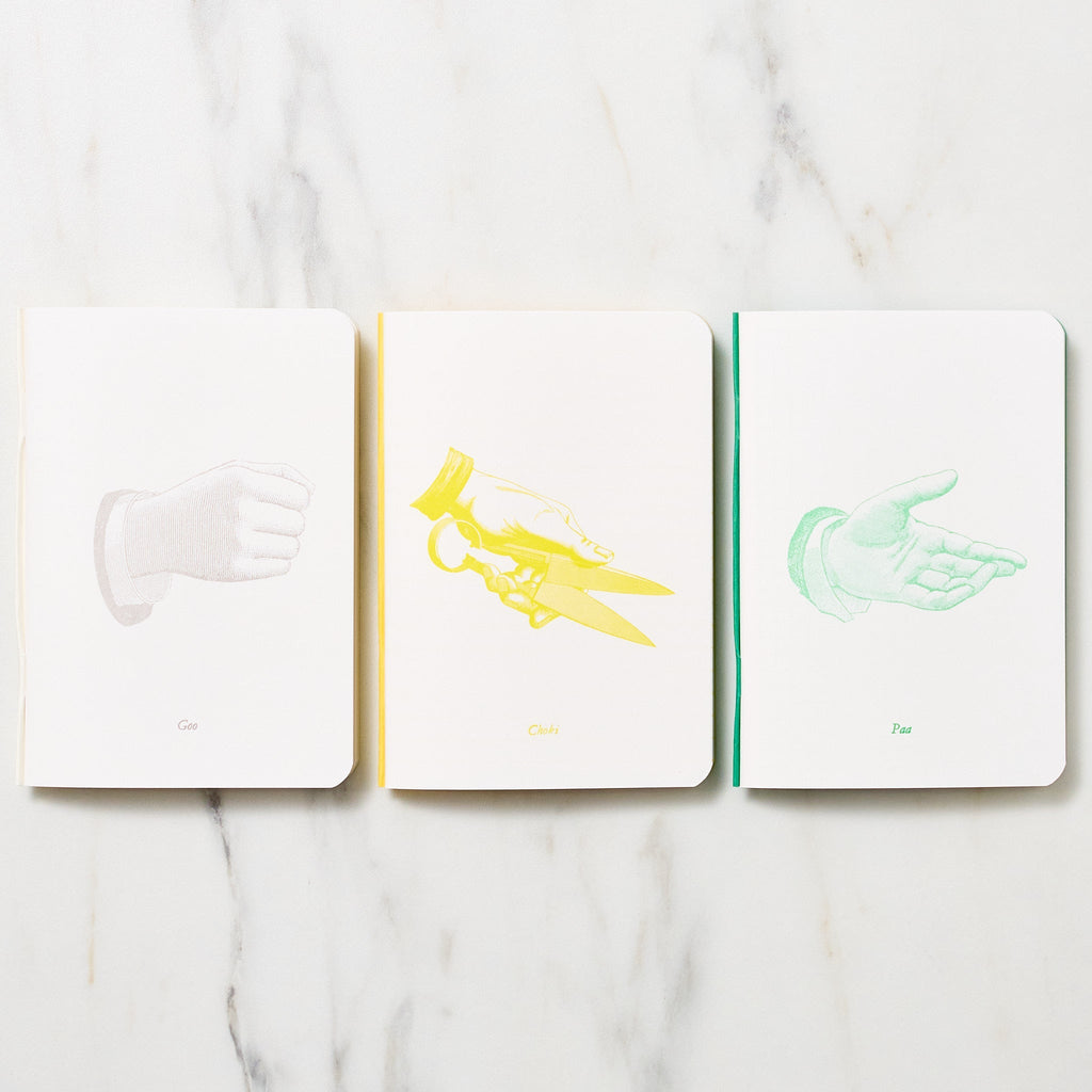 Goo Choki Paa 3 Notebook Set - Complementary / Letterpress Letters