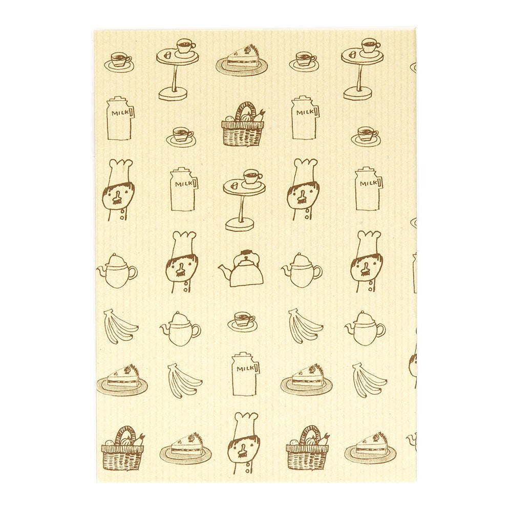 Back cover detail of the MIDORI kakeibo notebook showing the printed specification block