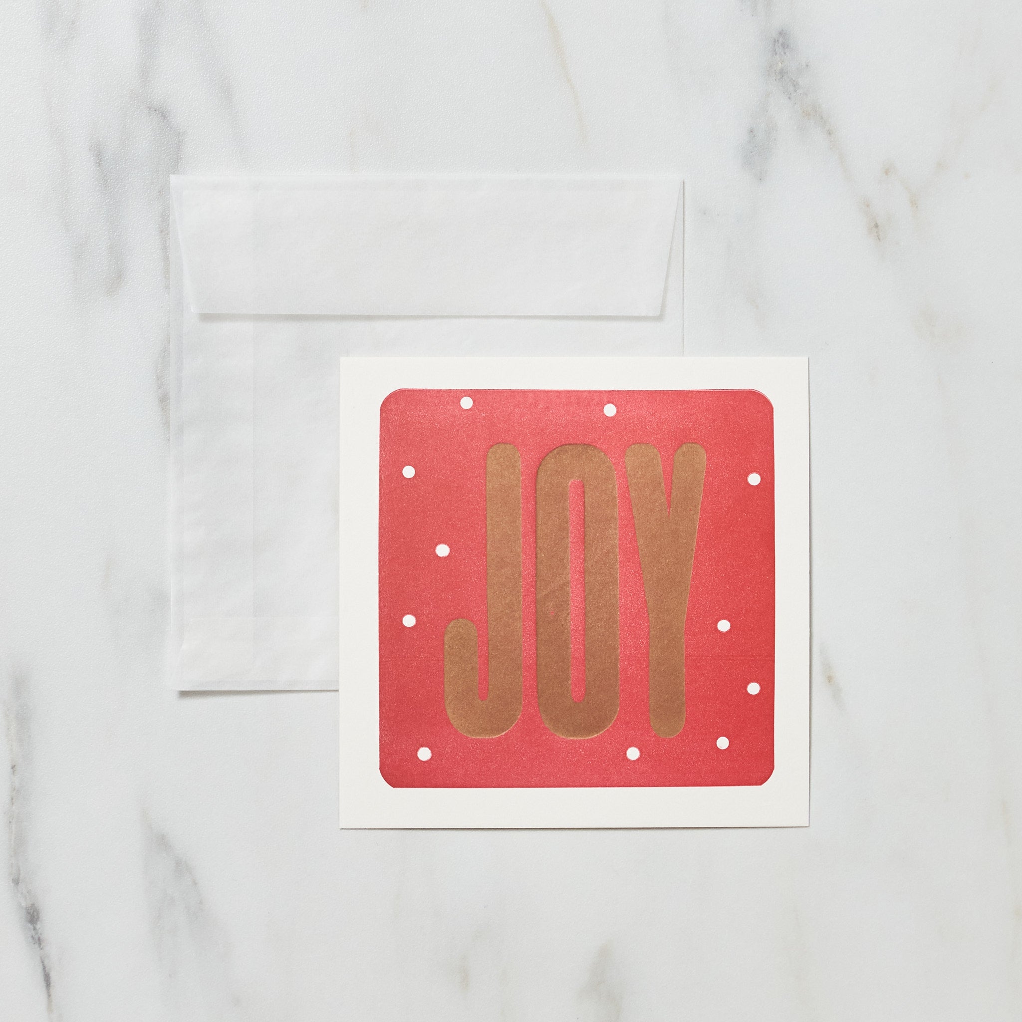 Letterpress "Joy" Square Christmas Card / Letterpress Letters