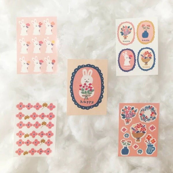 [Limited] Bunny and Cat Deco Flake Seal Sticker / Furukawa Shiko