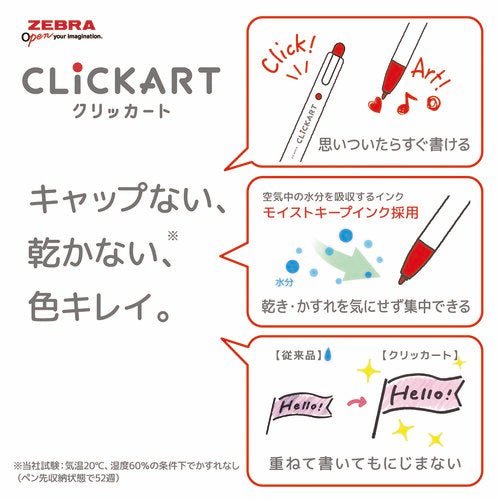 [Limited] Clickart Water-Based Markers Yurukawa Festival Series 4 Color Set / Zebra