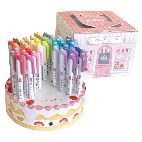 [Limited] Mildliner 40-Color Cake-Shaped Highlighter Stand Set / Zebra