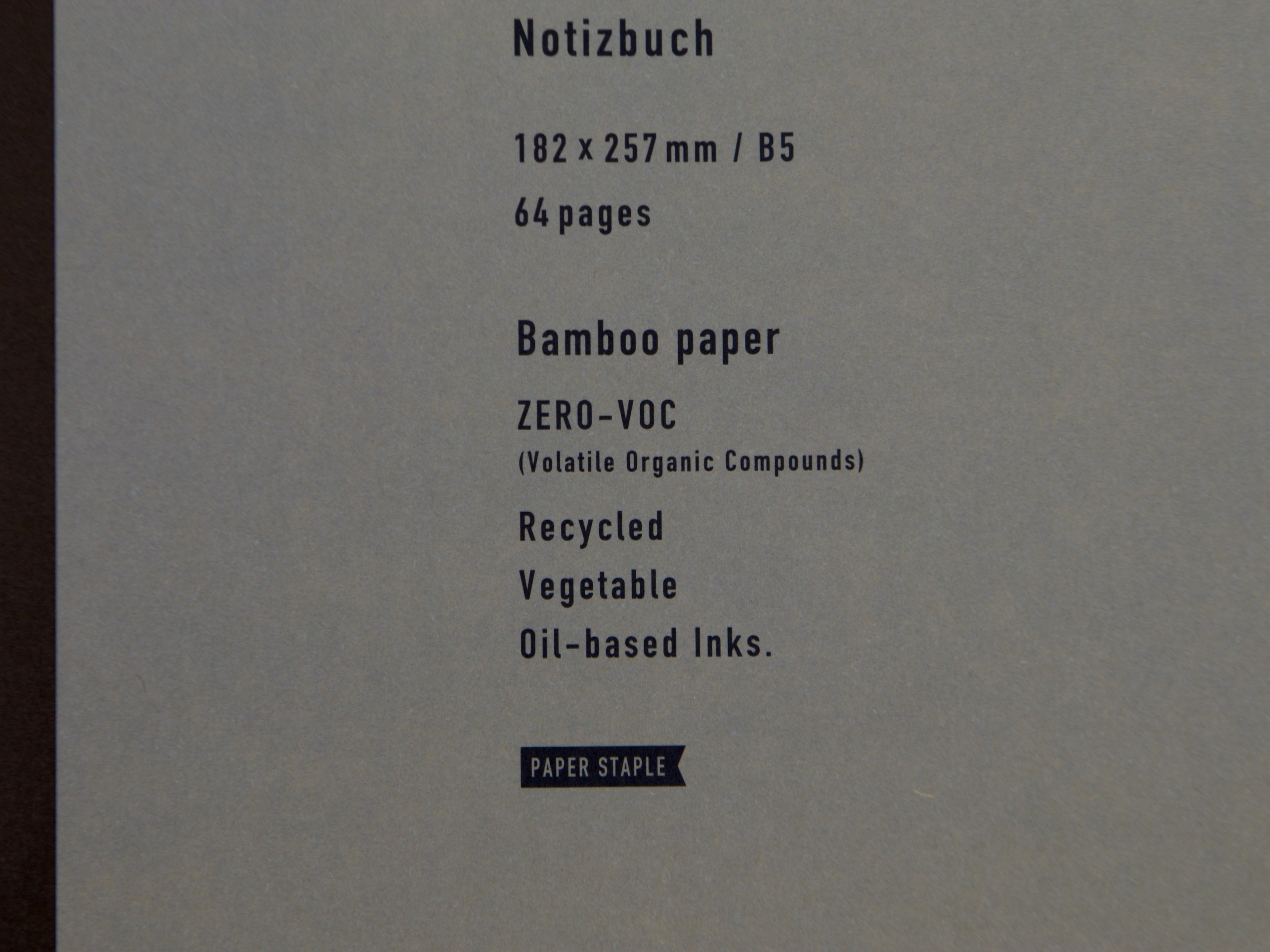 Mark's Inc. Carnet Bamboo Paper Notebook B5
