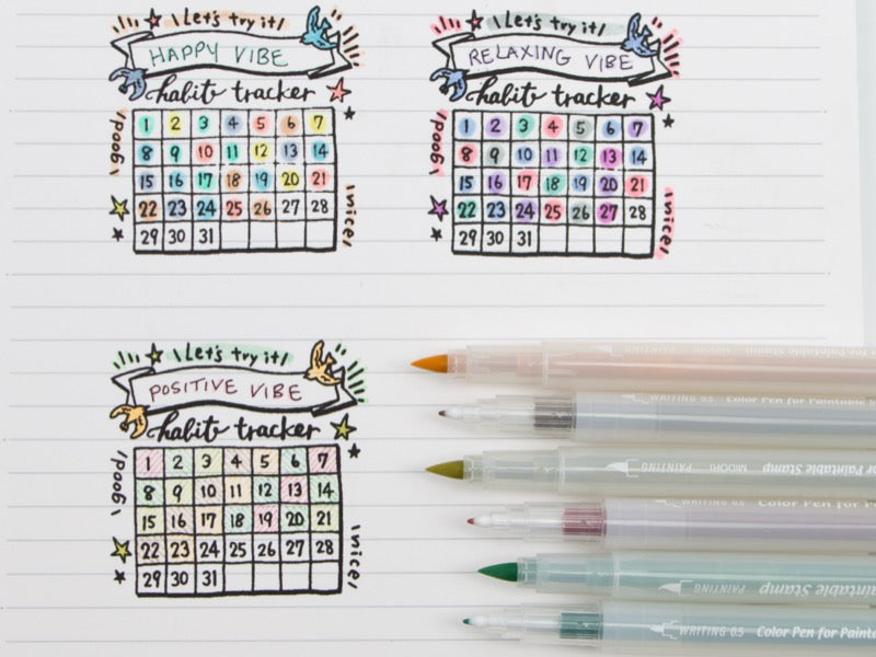Midori Paintable Stamp Marker 6 Color Set