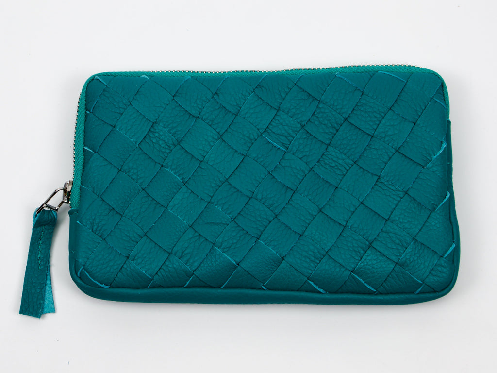 milloo Chloe Handwoven Clutch Turquoise