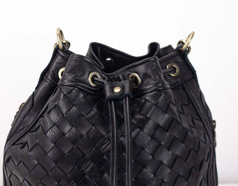 milloo Danae Bucket Bag Black Handwoven