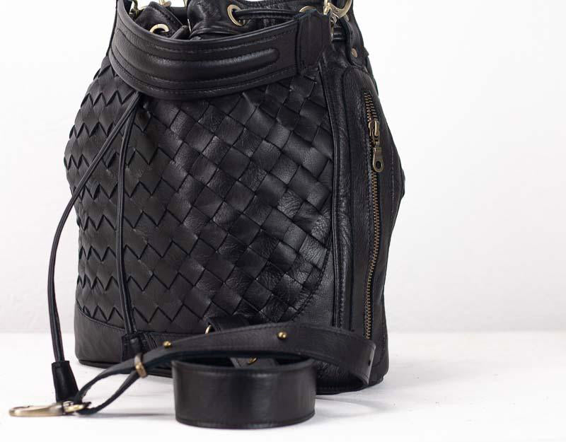 milloo Danae Bucket Bag Black Handwoven
