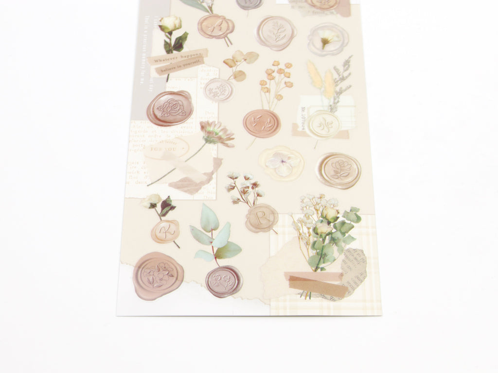 Mind Wave Wax Seal Floral Stickers