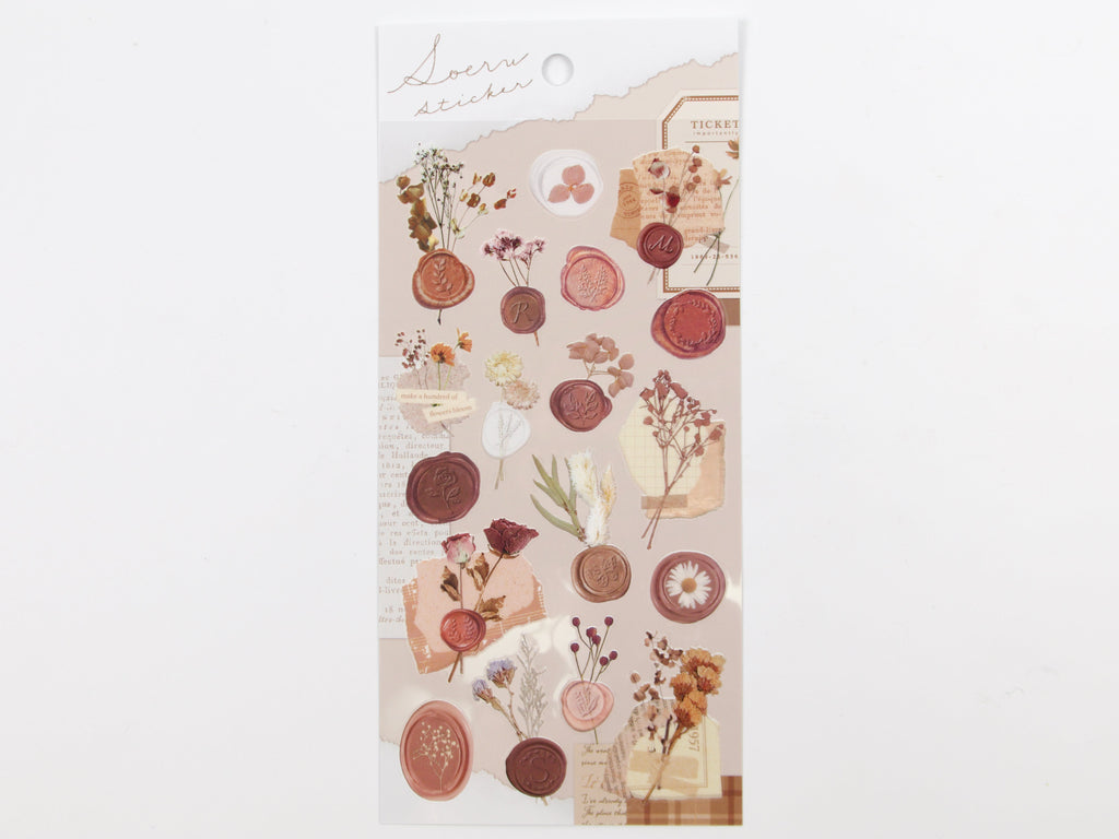 Mind Wave Wax Seal Floral Stickers