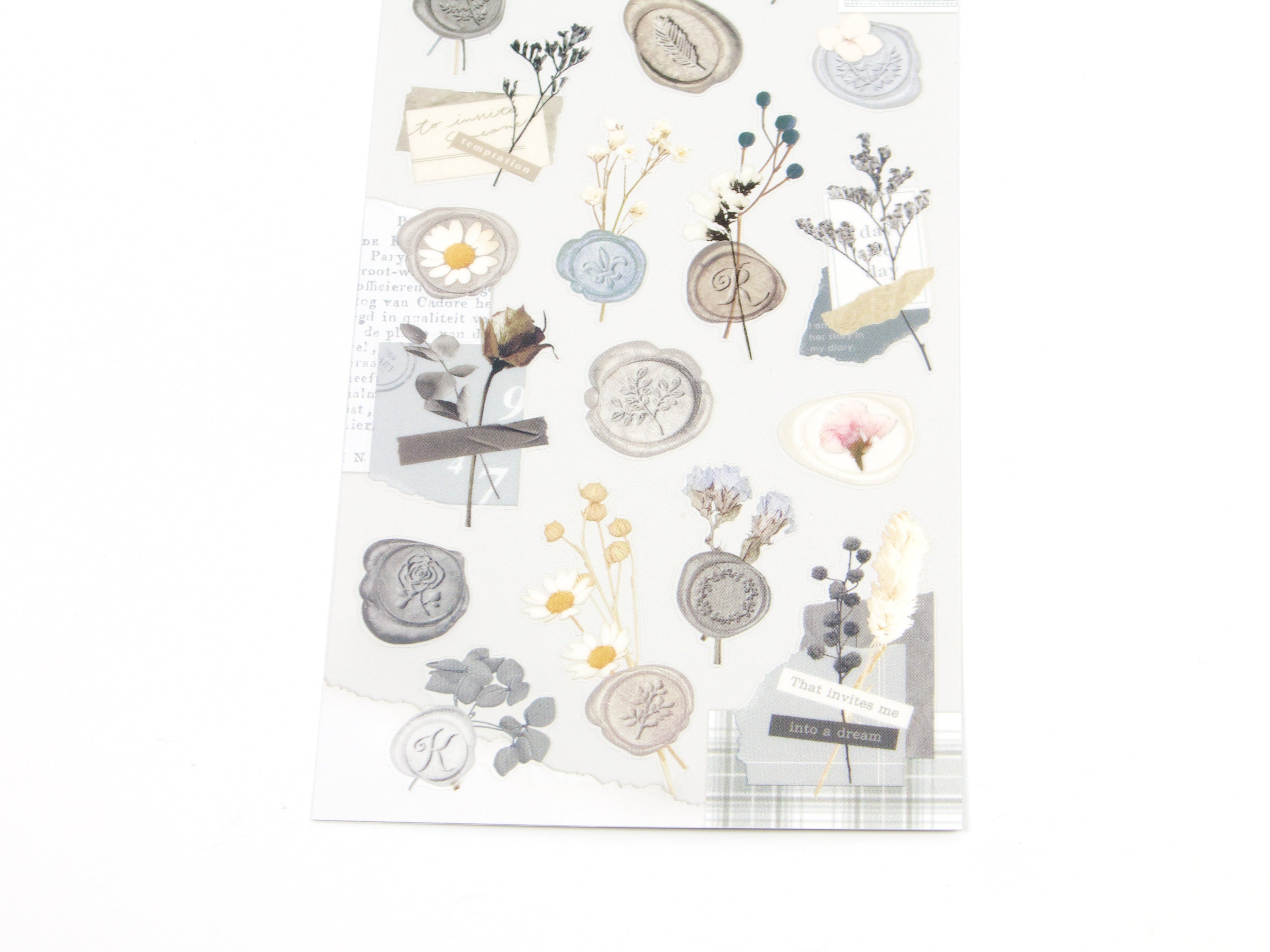 Mind Wave Wax Seal Floral Stickers