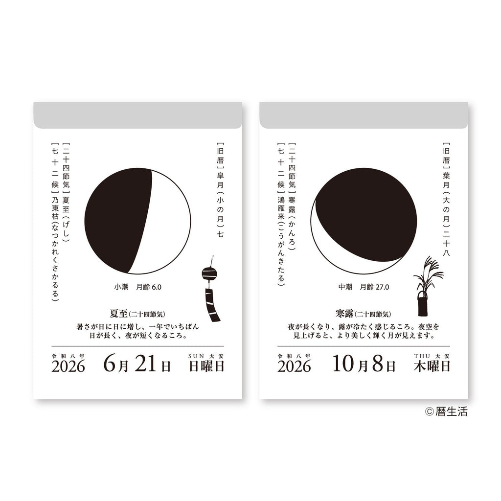 Moon Phase Daily Tear-Off Calendar 2026 / Shin Nihon Calendar